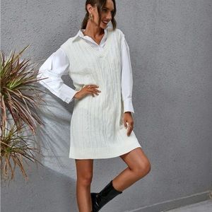 Cable knit vest sweater dress (without blouse)